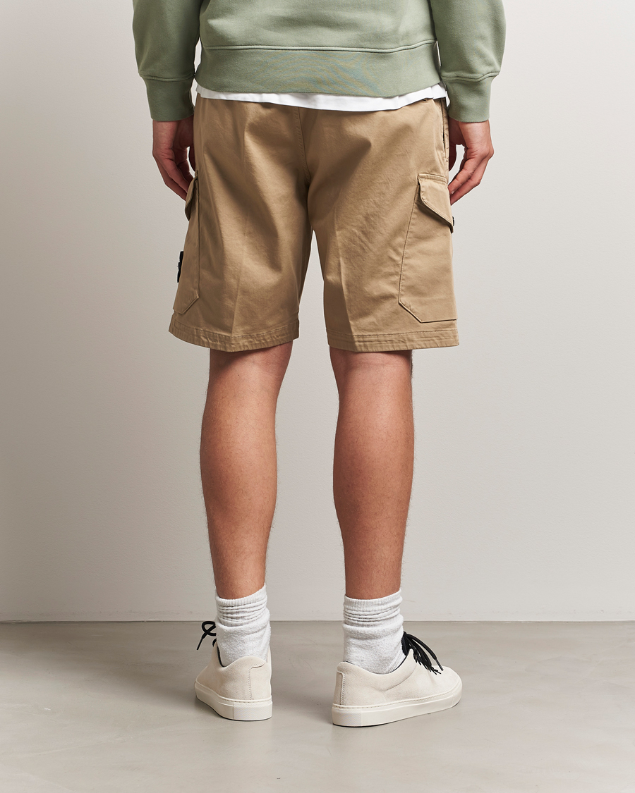Heren | Korte broek | Stone Island | Organic Cotton Stretch Satin Drawstring Shorts Biscuit