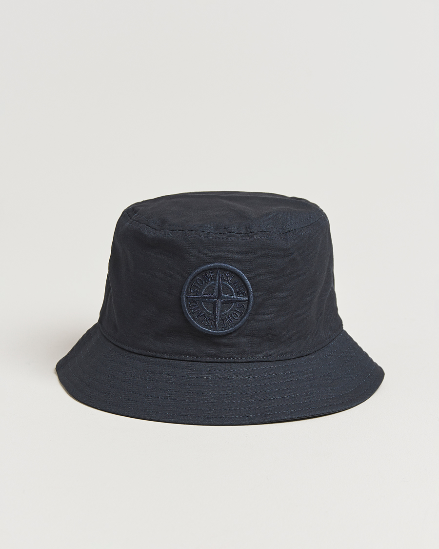 Heren | Stone Island Logo Bucket Hat Navy Blue | Stone Island | Logo Bucket Hat Navy Blue