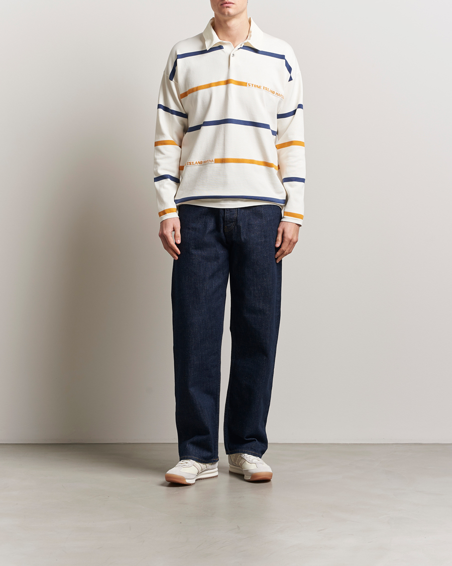 Heren | Truien | Stone Island | Marina Striped Cotton Rugby Ivory