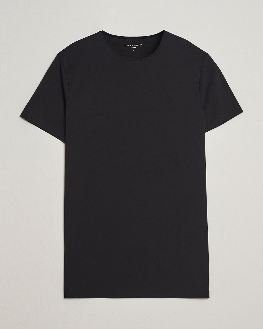 Heren | T-shirts | Derek Rose | Pima Cotton Crew Neck T-Shirt Black