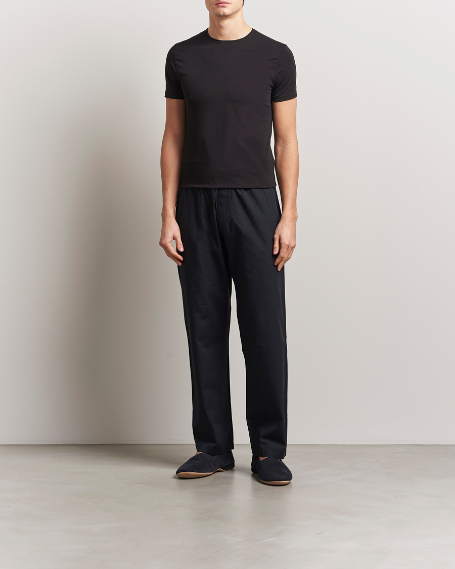Heren | T-shirts | Derek Rose | Pima Cotton Crew Neck T-Shirt Black
