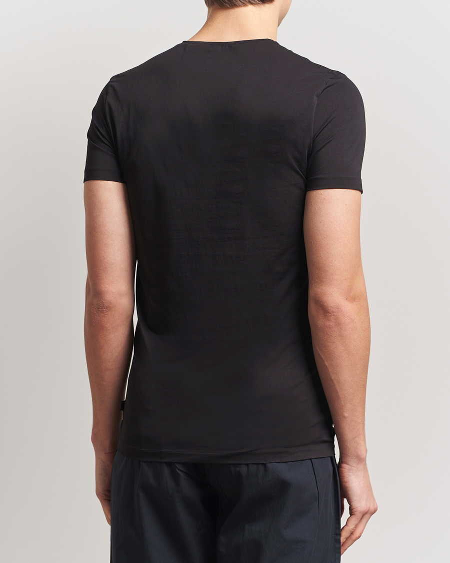 Heren | T-shirts | Derek Rose | Pima Cotton Crew Neck T-Shirt Black