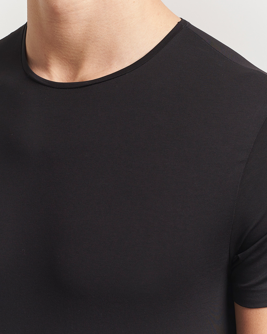 Heren | T-shirts | Derek Rose | Pima Cotton Crew Neck T-Shirt Black