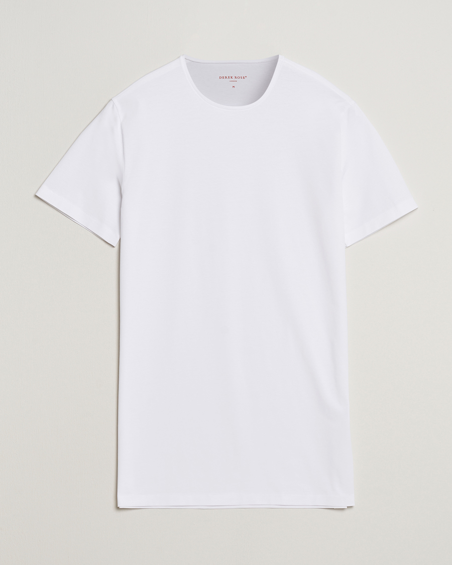 Heren | T-shirts | Derek Rose | Pima Cotton Crew Neck T-Shirt White