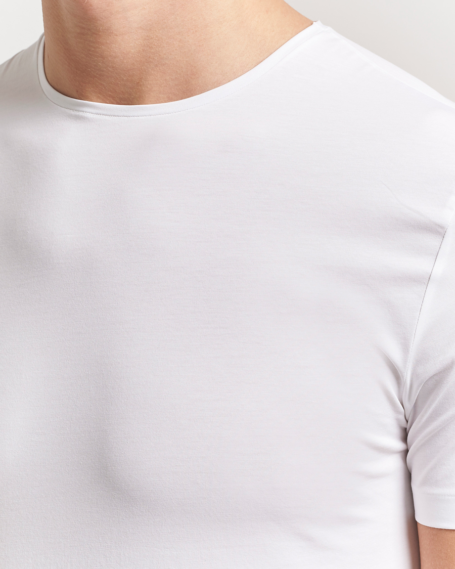 Heren | T-shirts | Derek Rose | Pima Cotton Crew Neck T-Shirt White