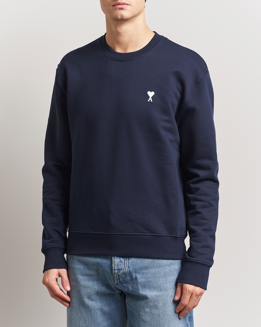 Heren | Truien | AMI | Off White Heart Logo Sweatshirt Night Blue