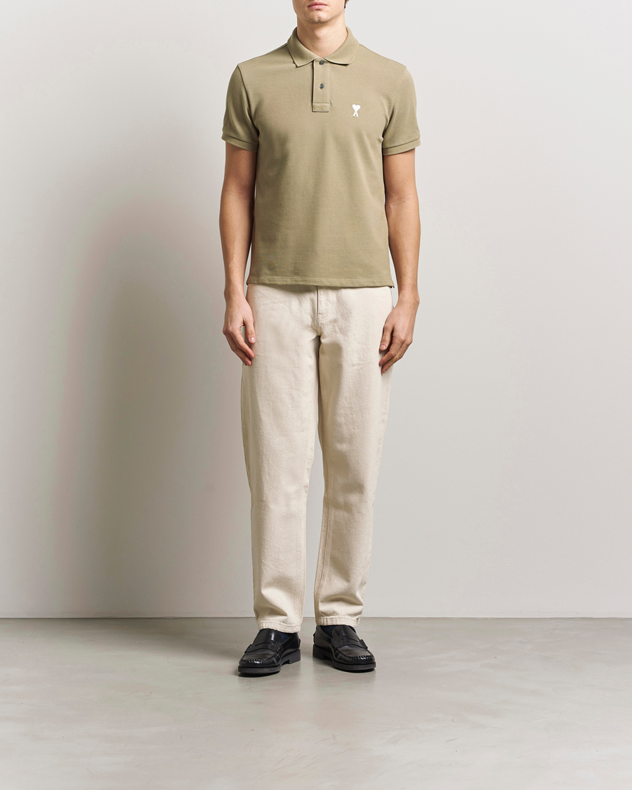 Heren | Polo's | AMI | Off White Heart Logo Polo Beige