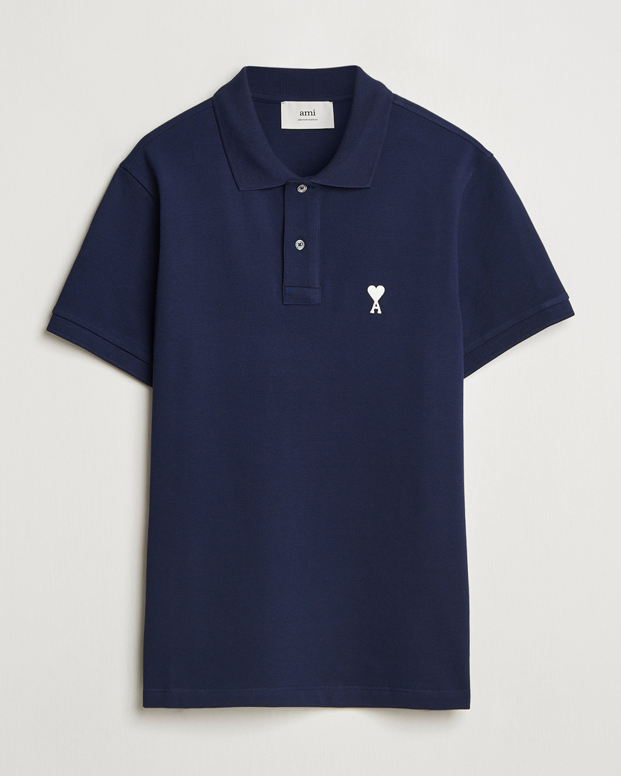 Heren | Polo's | AMI | Off White Heart Logo Polo Night Blue