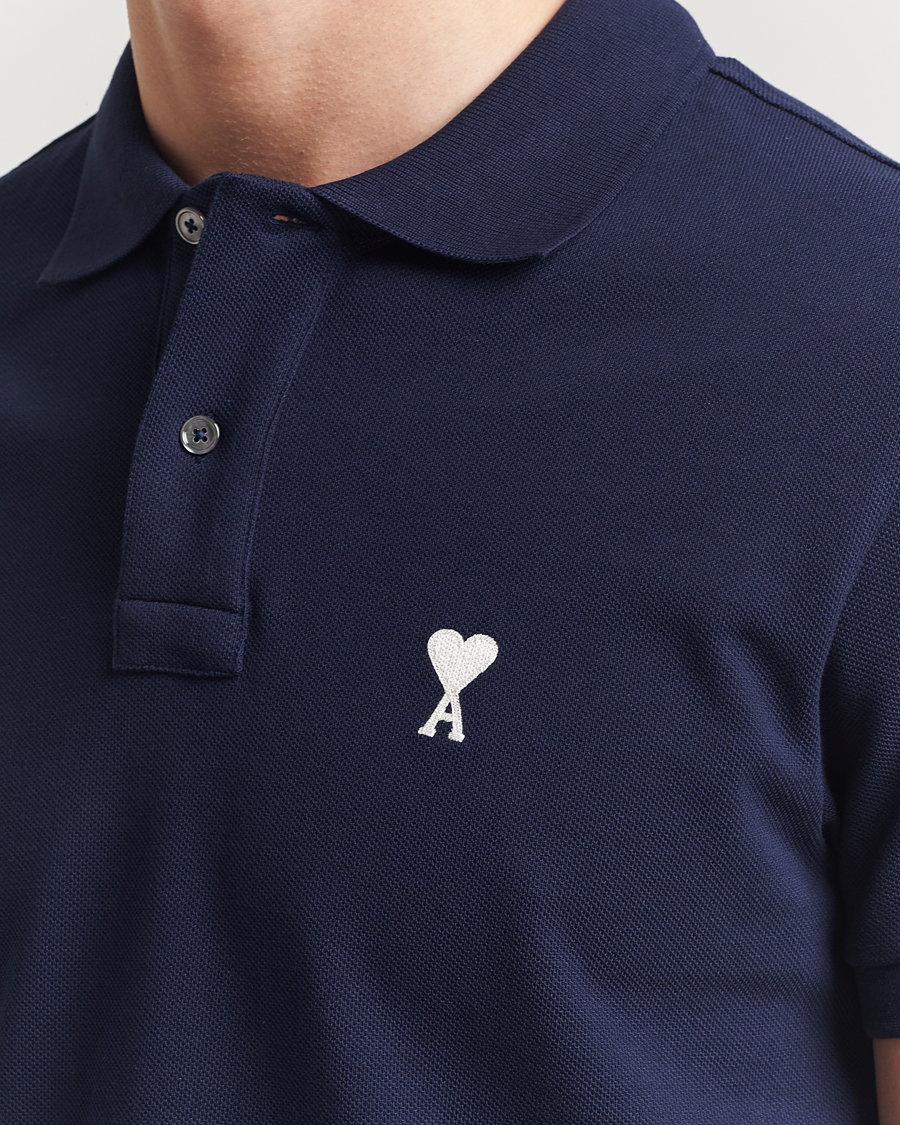 Heren | Polo's | AMI | Off White Heart Logo Polo Night Blue