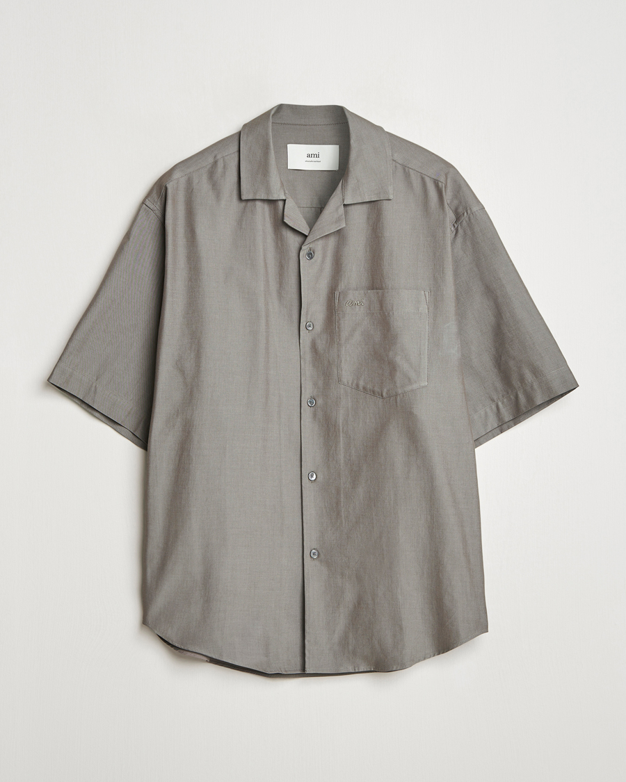 Heren | Overhemden | AMI | Short Sleeve Boxy Shirt Smoke Grey