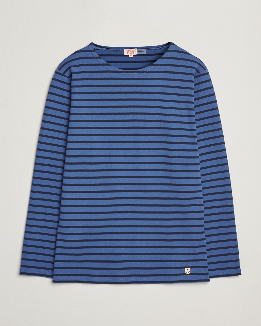Heren | T-shirts | Armor-lux | Houat Héritage Stripe Long Sleeve T-Shirt Obscure/Deep Marine