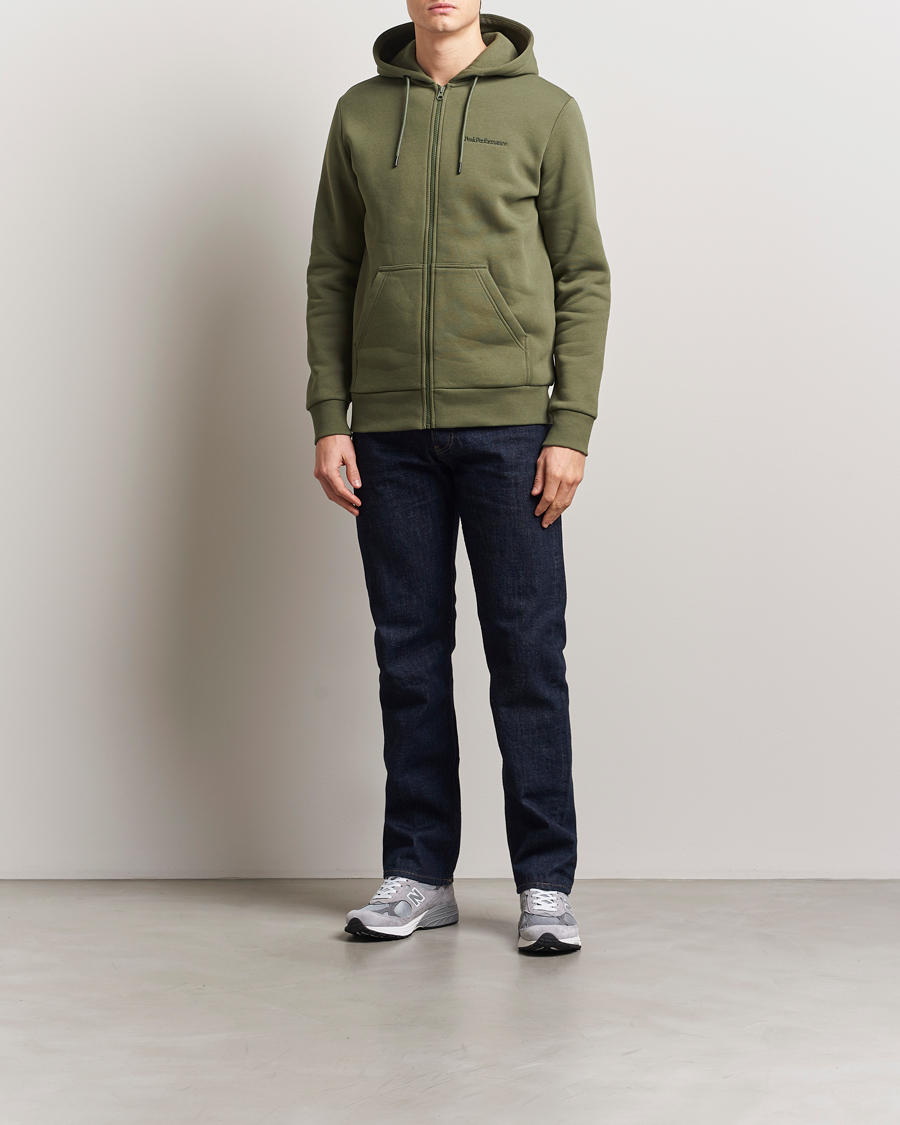 Heren | Truien | Peak Performance | Original Full Zip Hoodie Pine Needle