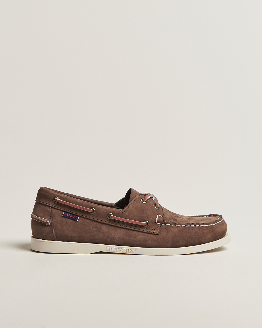 Heren | Bootschoenen | Sebago | Docksides Portland Nubuck Boat Shoe Dark Brown