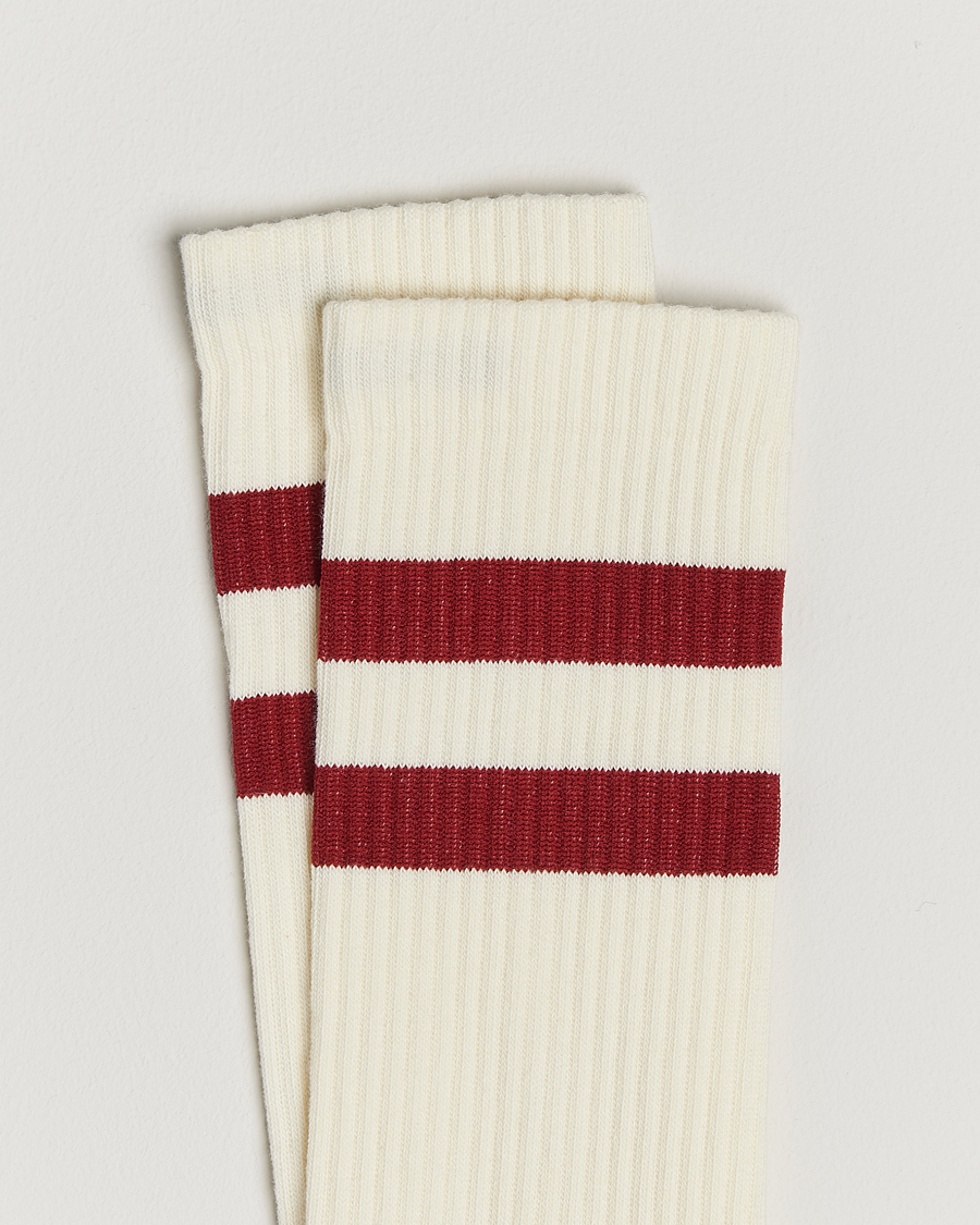 Heren | Ondergoed | Sweyd | Two Stripe Cotton Socks White/Red