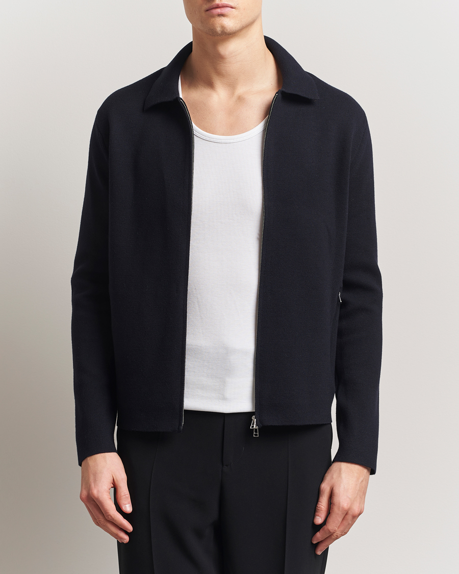 Heren | Truien | Tiger of Sweden | Celyn Cotton/Wool Full Zip Light Ink