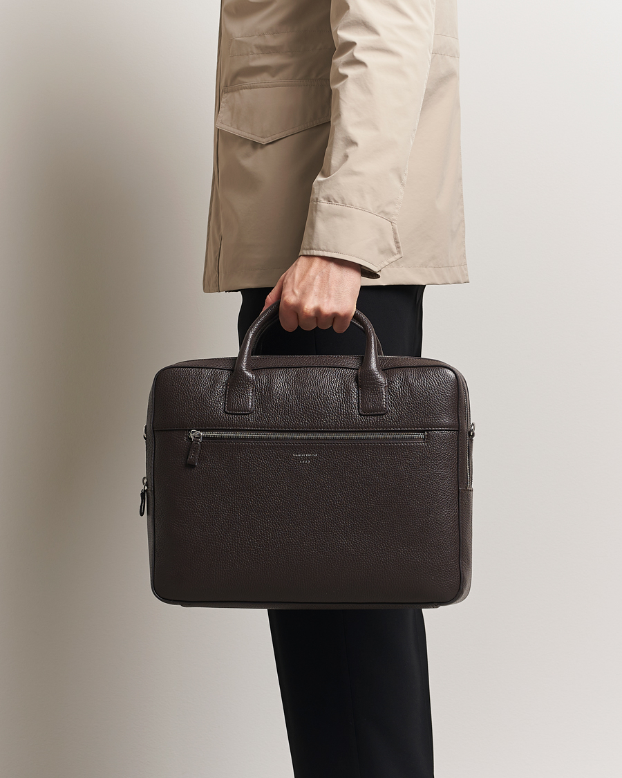 Heren | Tiger of Sweden Beridare Double Zip Leather Briefcase Dark Brown | Tiger of Sweden | Beridare Double Zip Leather Briefcase Dark Brown
