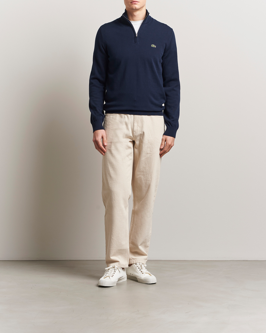 Heren | Truien | Lacoste | Cotton Knitted Half Zip Navy