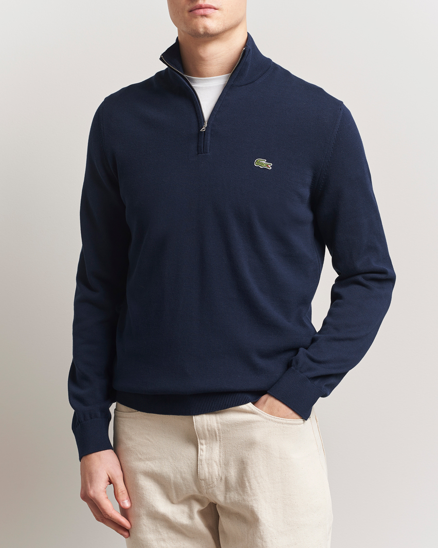 Heren | Truien | Lacoste | Cotton Knitted Half Zip Navy