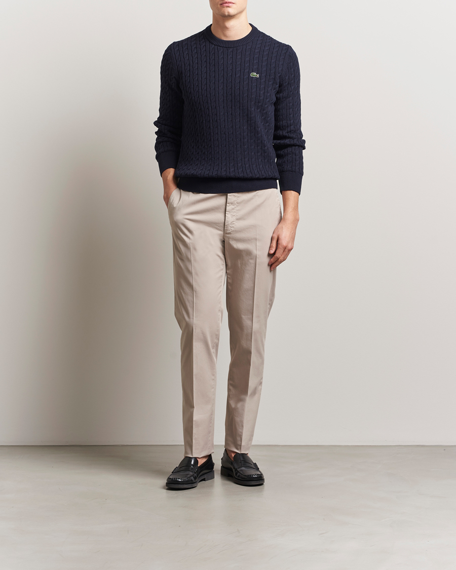 Heren | Truien | Lacoste | Cotton Cable Sweater Navy Blue
