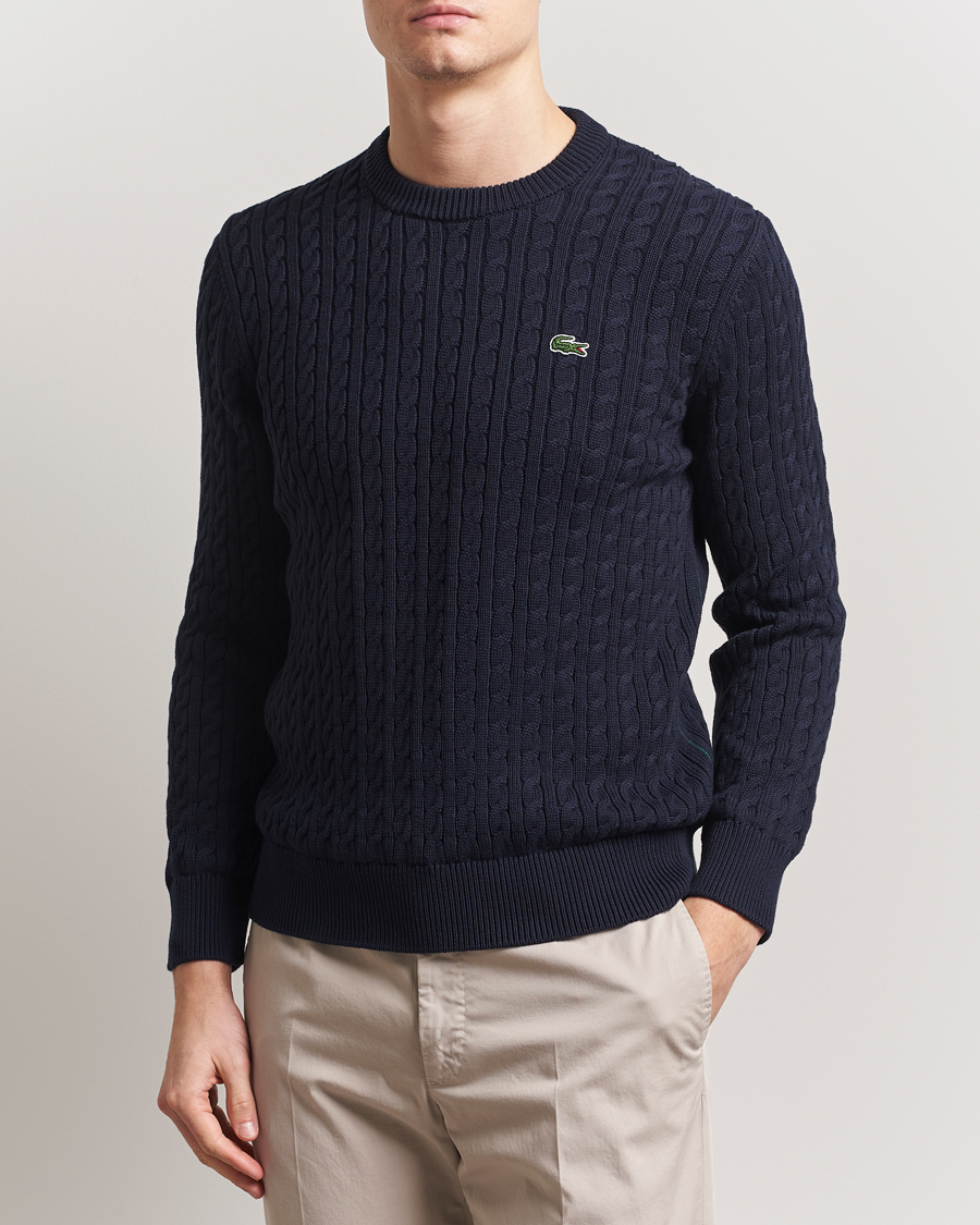 Heren | Truien | Lacoste | Cotton Cable Sweater Navy Blue