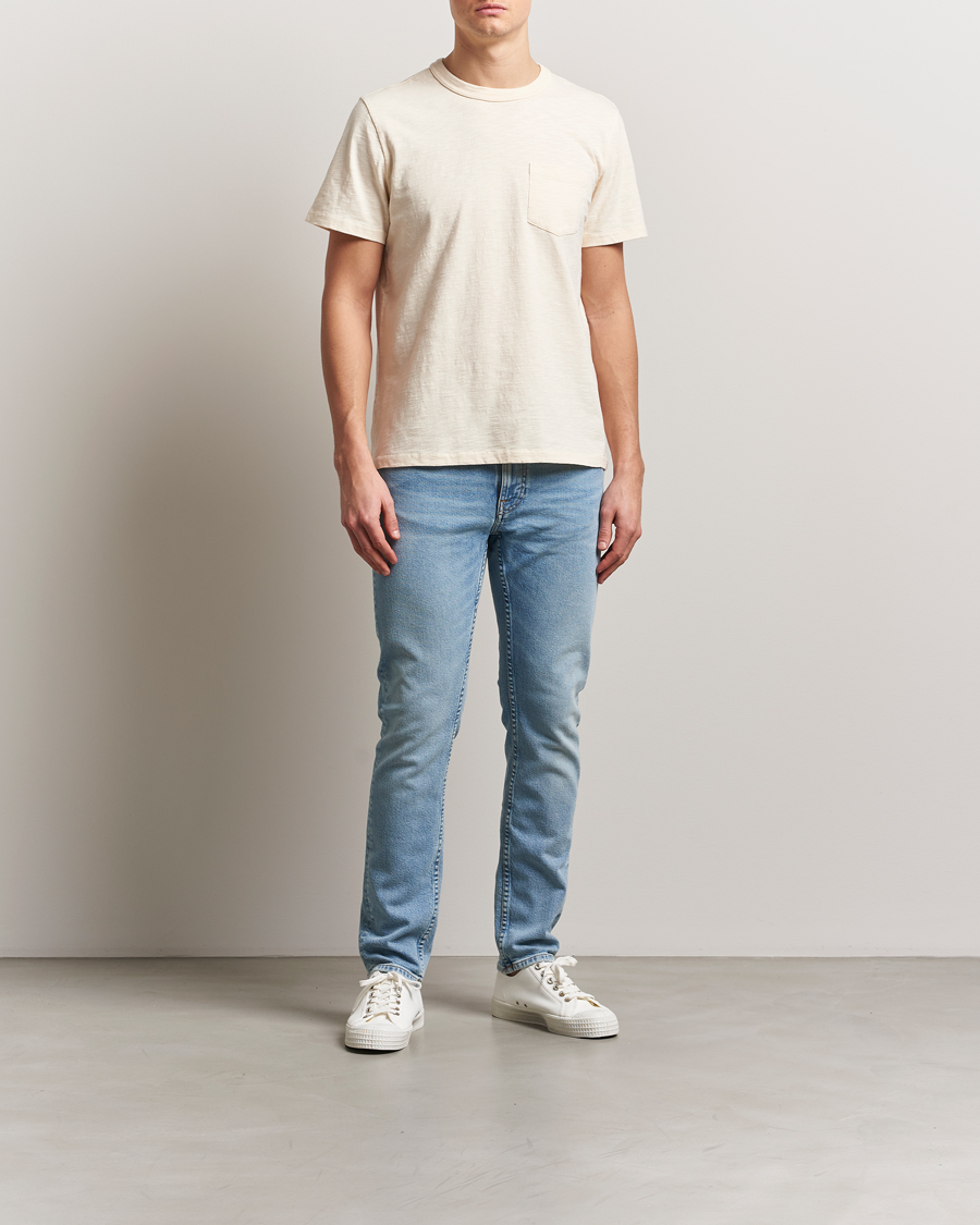 Heren | T-shirts | Nudie Jeans | Roy Heavy Slub T-Shirt Ecru
