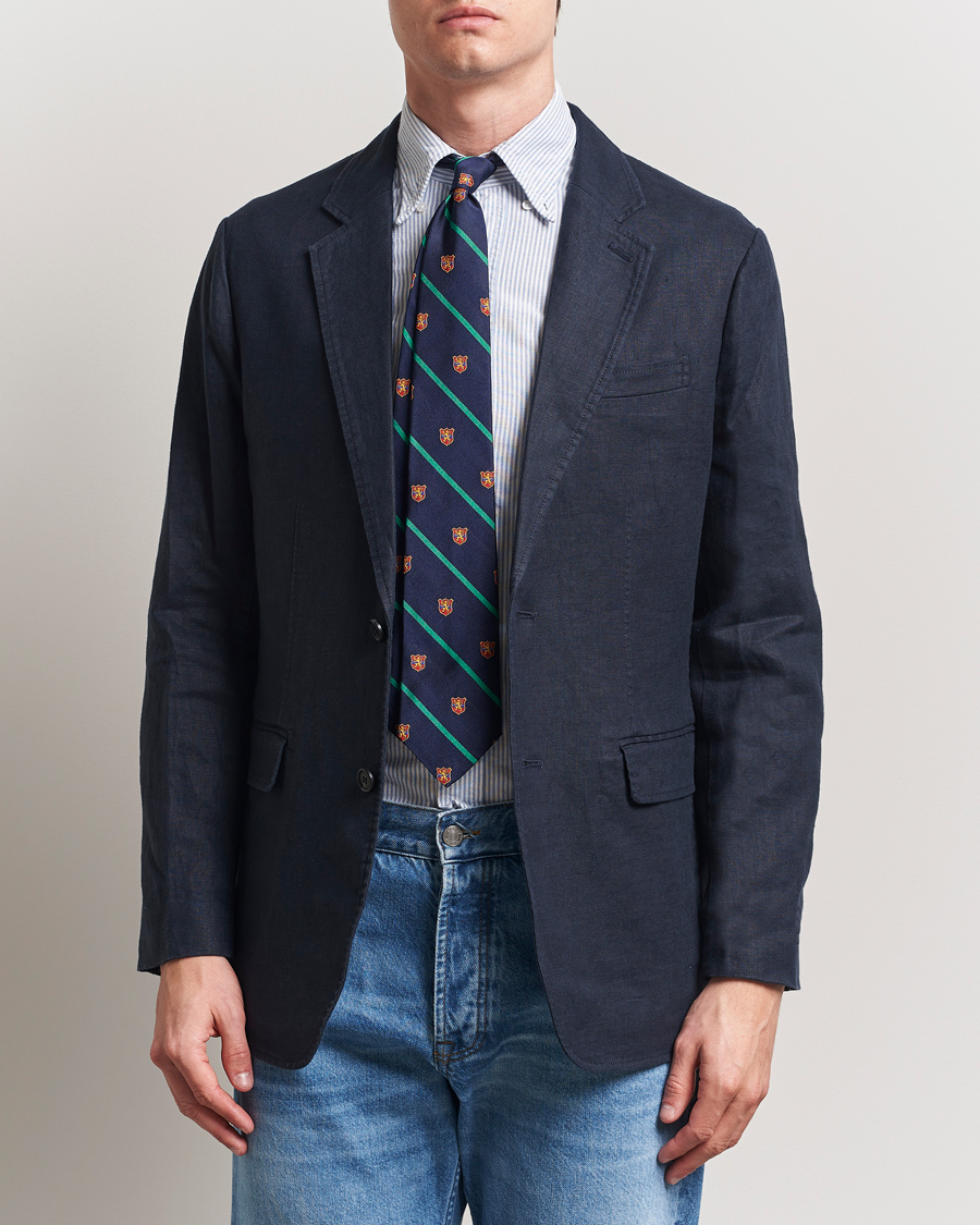 Heren | Blazers | GANT | Slim Fit Garment Dyed Linen Blazer Evening Blue