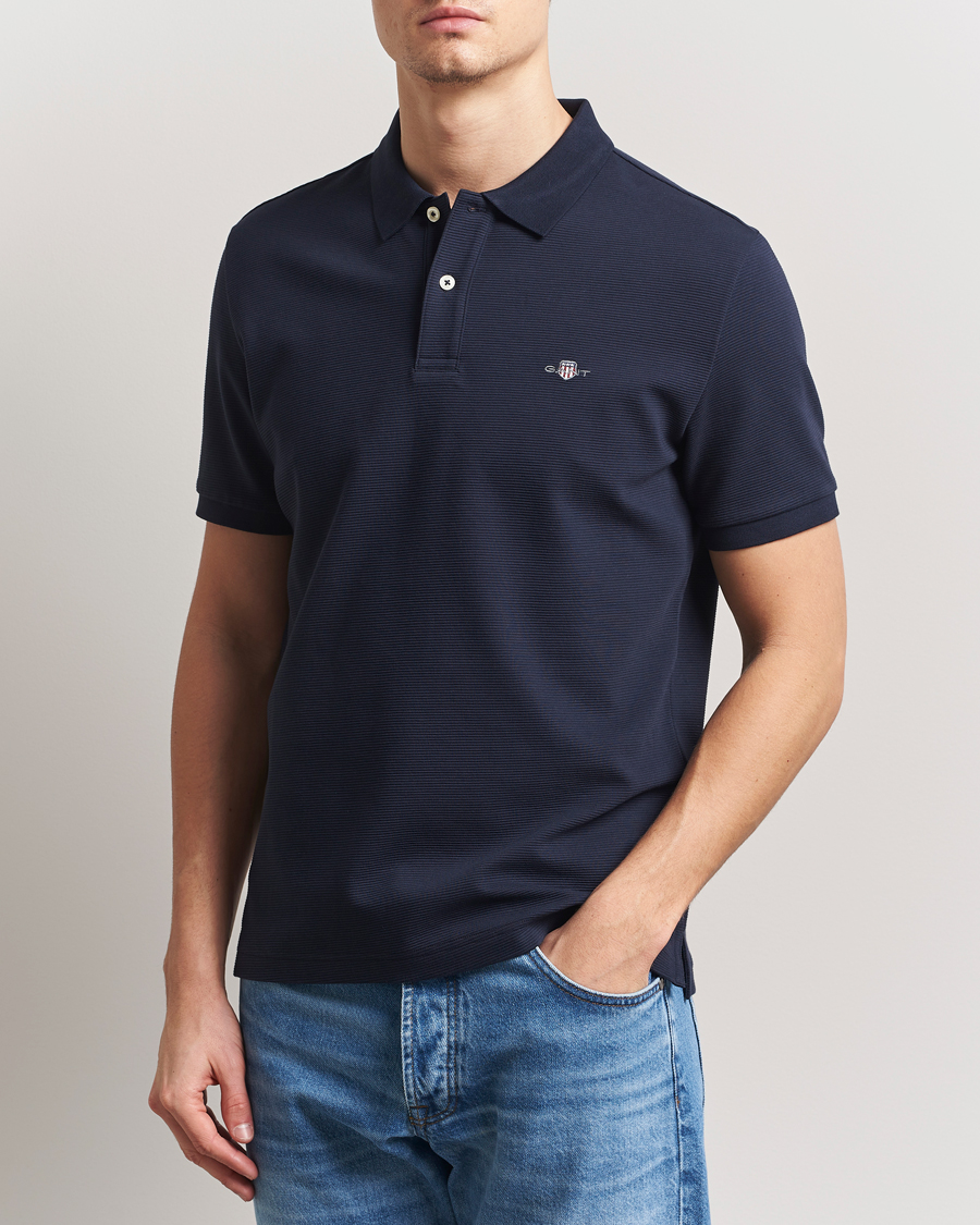 Heren | Polo's | GANT | Textured Polo Evening Blue