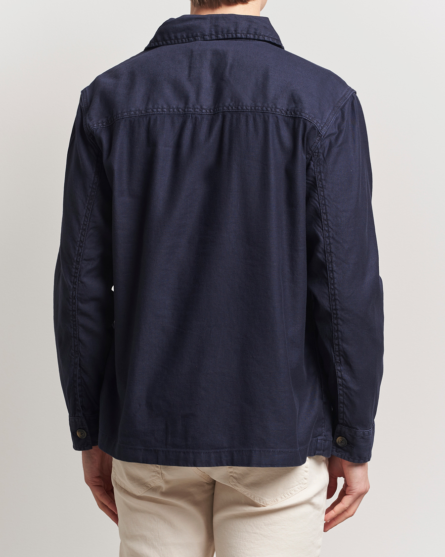 Heren | Overhemden | GANT | Linen/Cotton Twill Overshirt Evening Blue