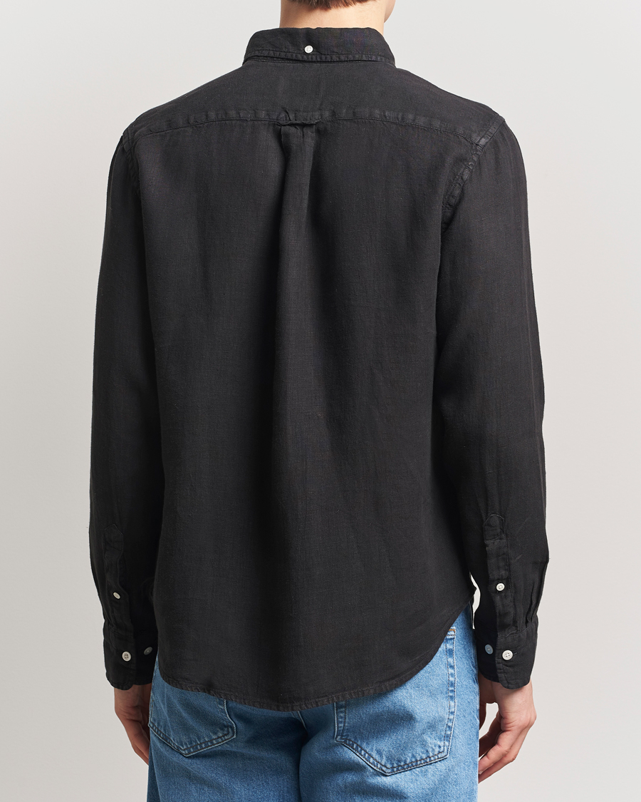 Heren | Overhemden | Gant | Regular Fit Garment Dyed Linen Shirt Black