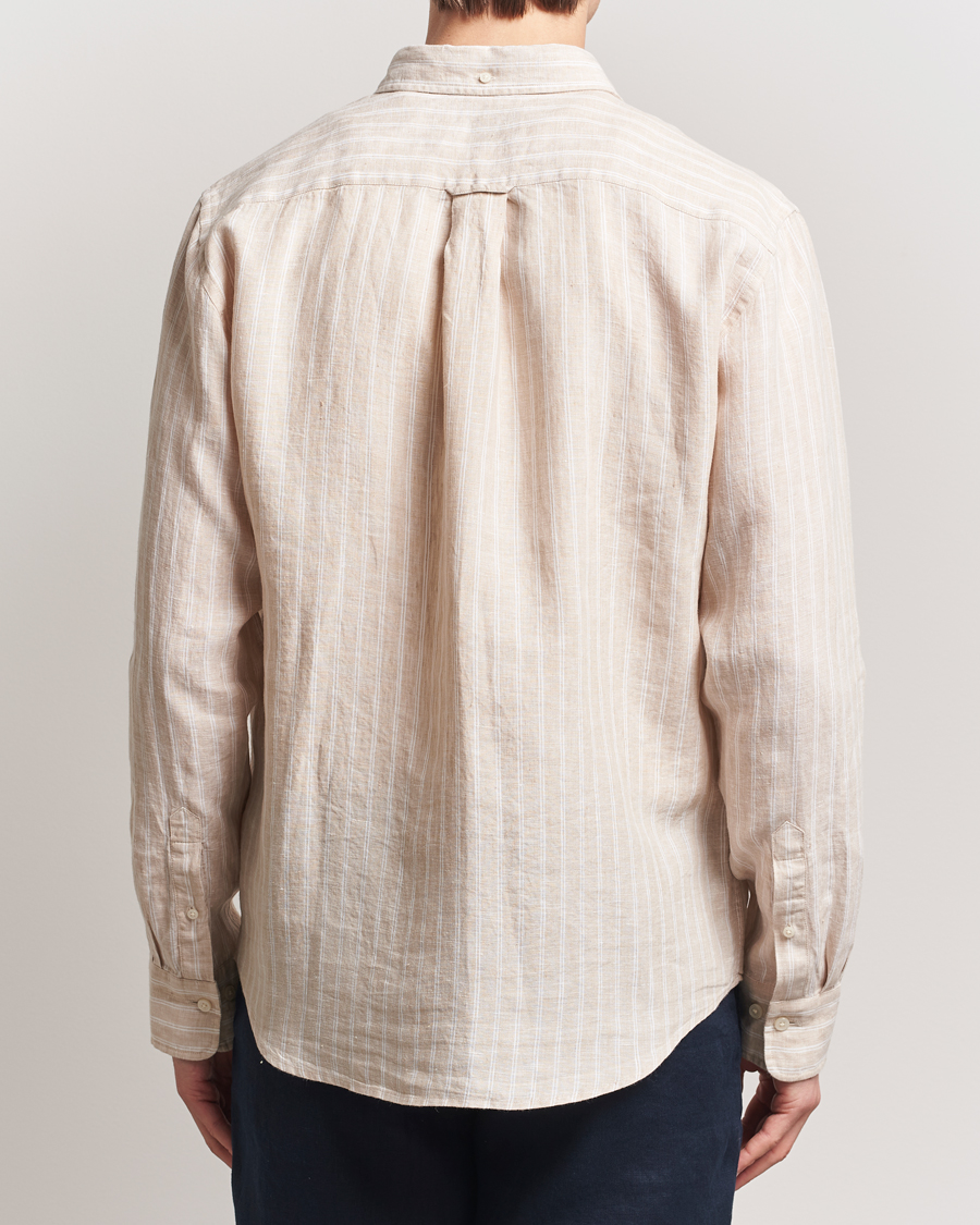 Heren | Overhemden | GANT | Regular Fit Linen Striped Shirt Dry Sand