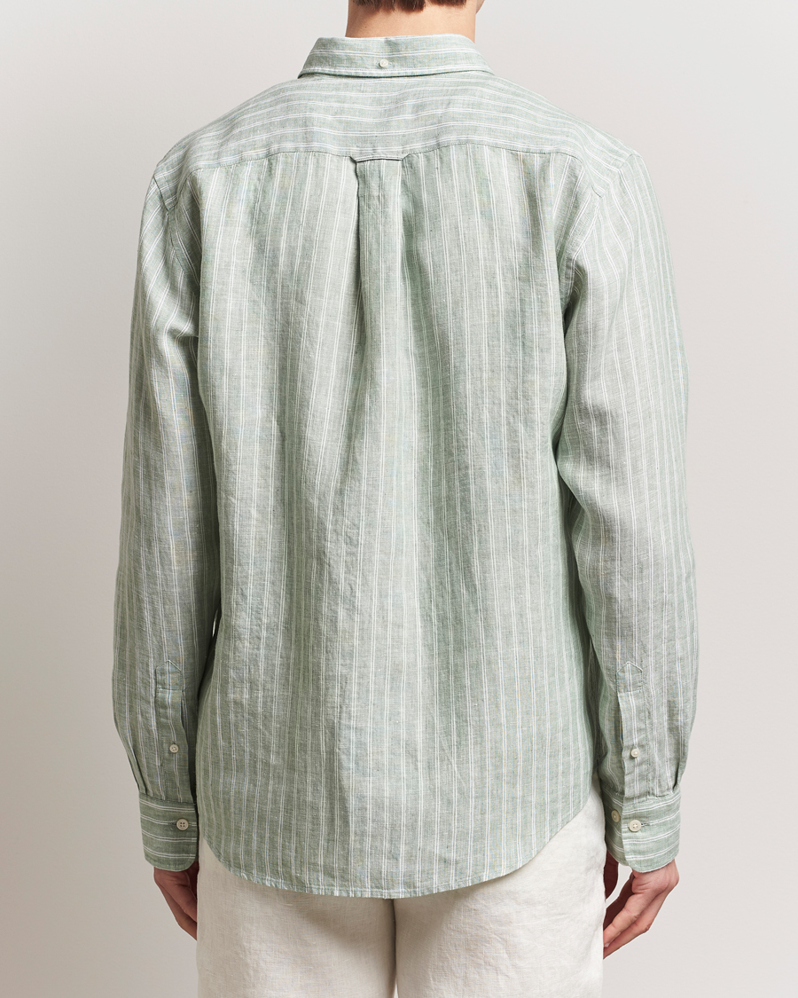 Heren | Overhemden | GANT | Regular Fit Linen Striped Shirt Kalamata Green