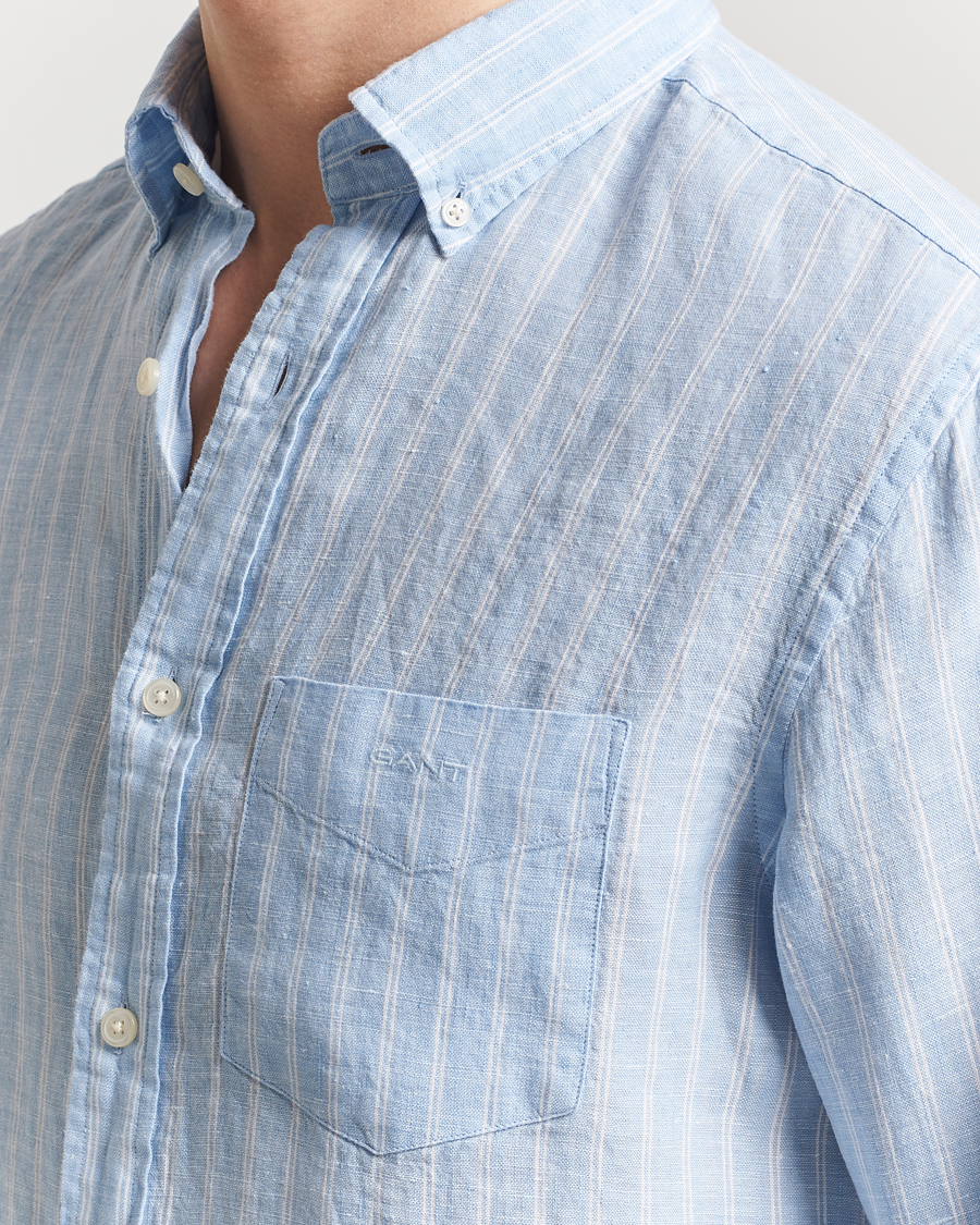 Heren | Overhemden | GANT | Regular Fit Linen Striped Shirt Capri Blue
