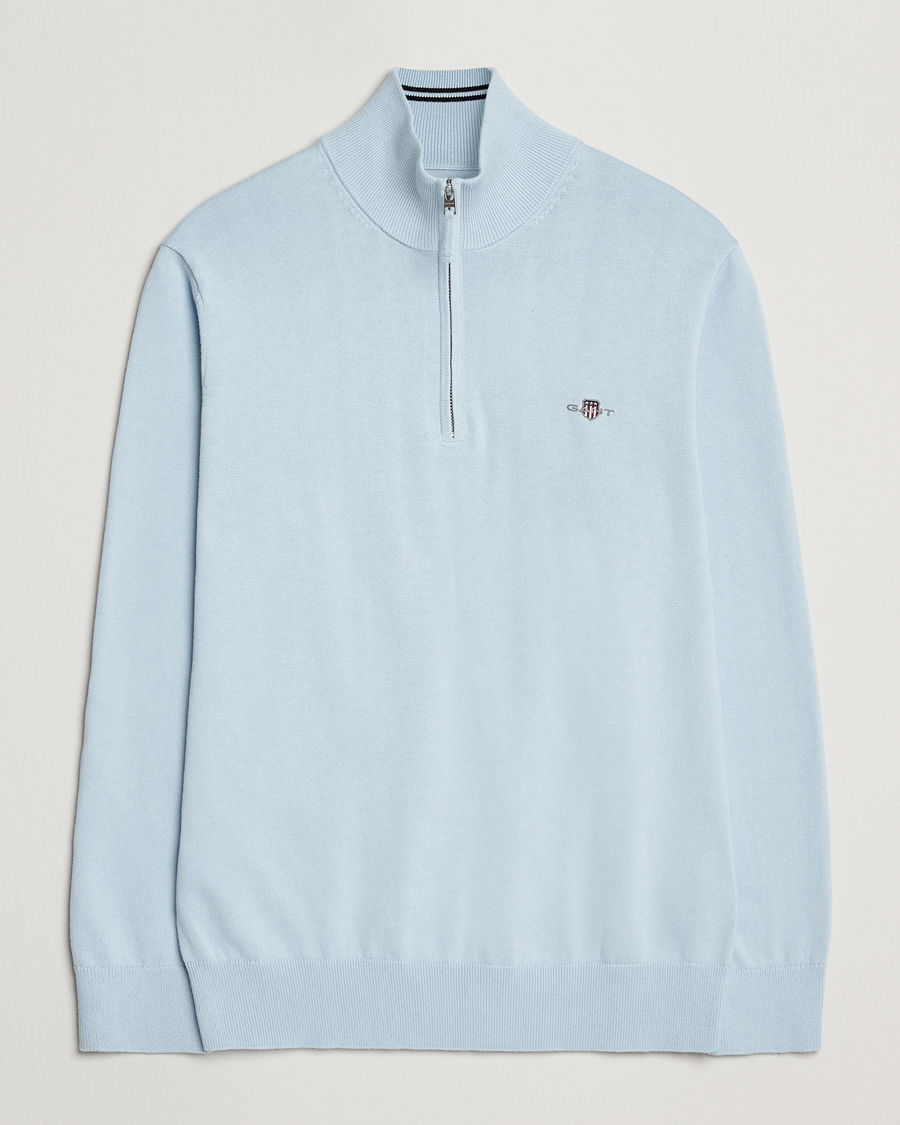 Heren | Truien | GANT | Classic Cotton Half Zip Fresh Blue