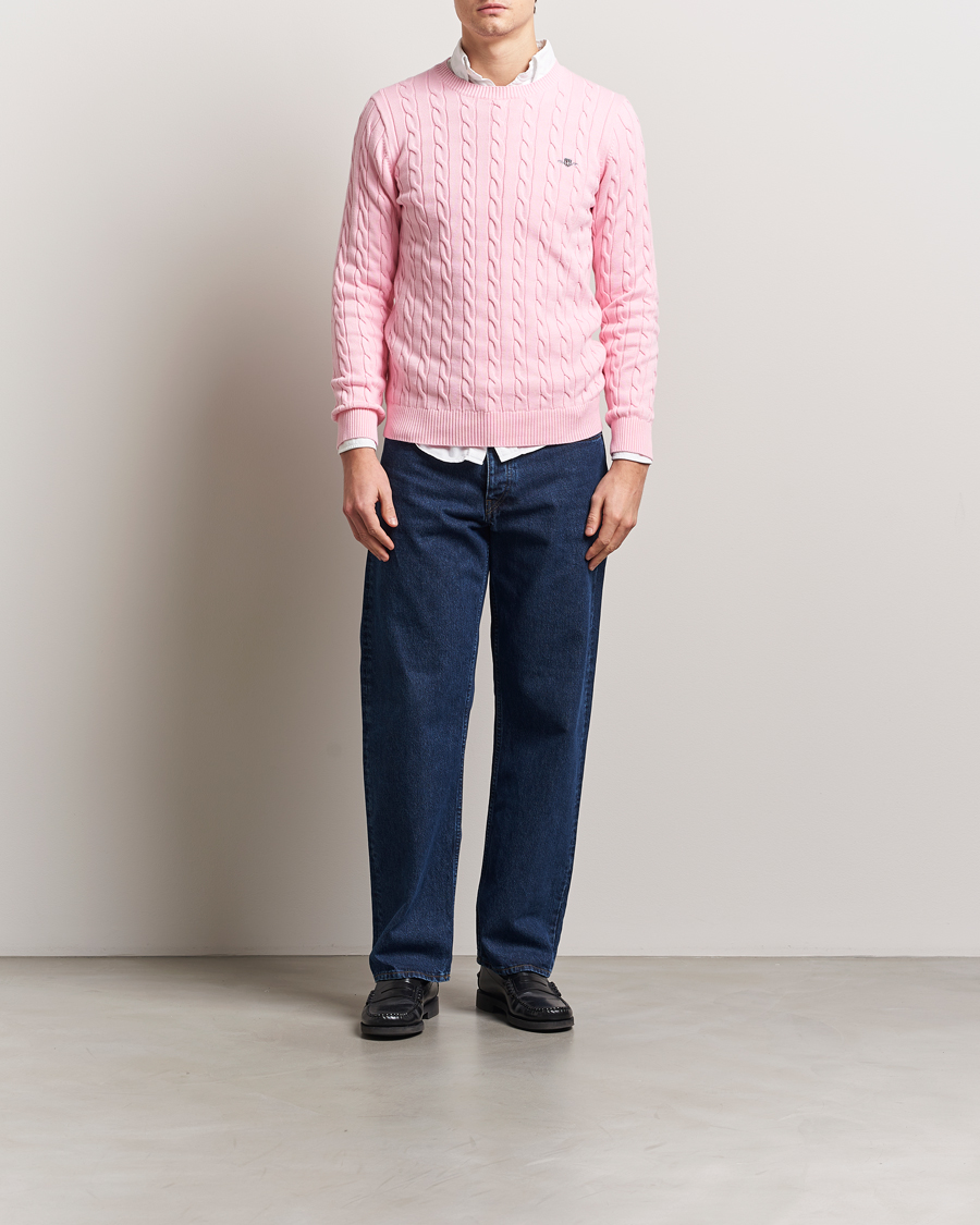 Heren | Truien | GANT | Cotton Cable Crew Neck Pullover California Pink
