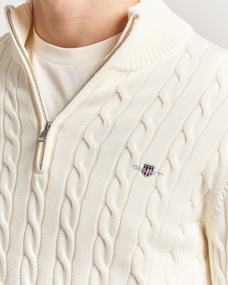 Heren | Truien | Gant | Cotton Cable Half Zip Cream