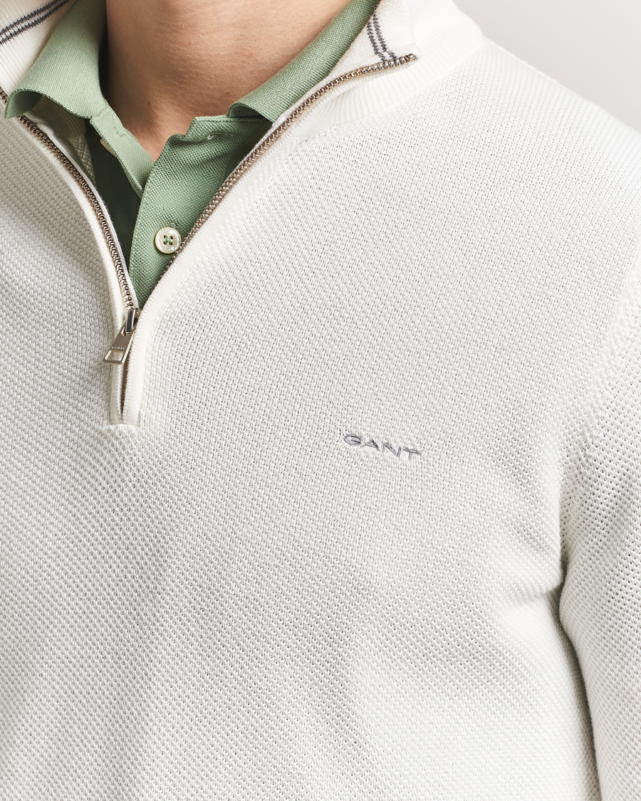 Heren | Truien | GANT | Cotton Pique Half Zip Eggshell