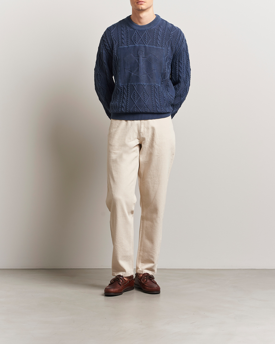 Heren | Truien | GANT | Aran Cable Knitted Sweater Evening Blue