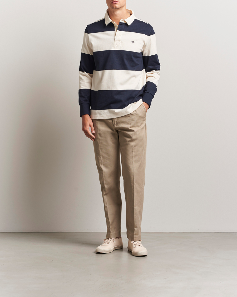 Heren | Truien | GANT | Barstriped Rugger Evening Blue