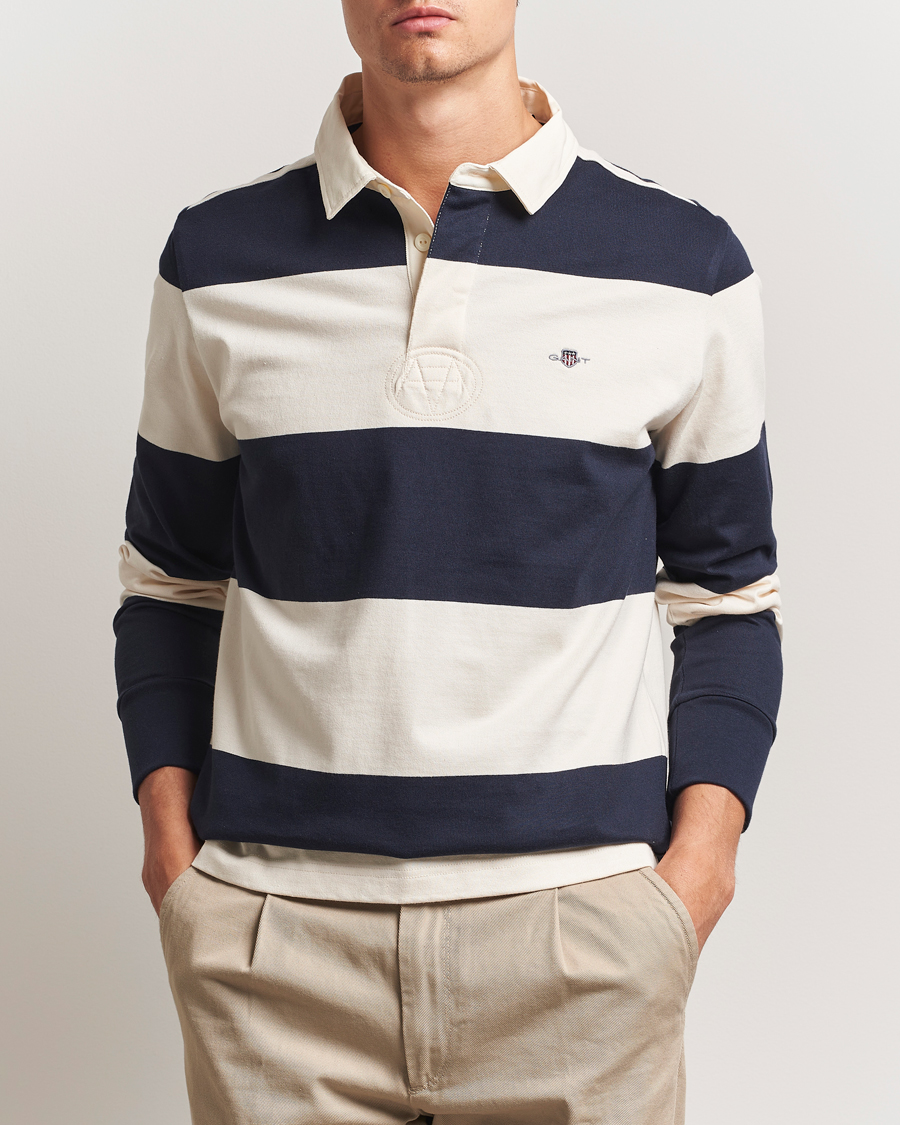 Heren | Truien | GANT | Barstriped Rugger Evening Blue