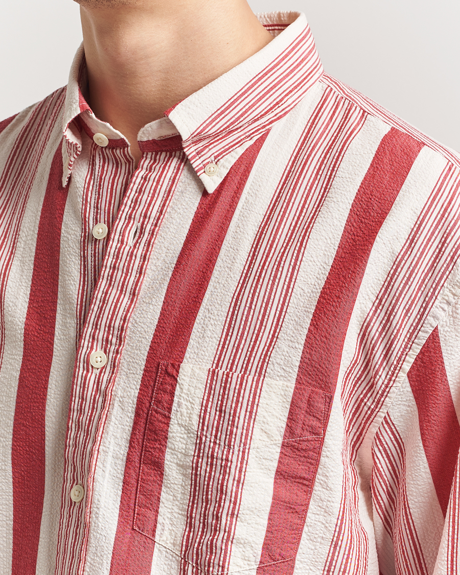 Heren | Overhemden | GANT | Relaxed Fit Wide Striped Seersucker Shirt Ruby Red