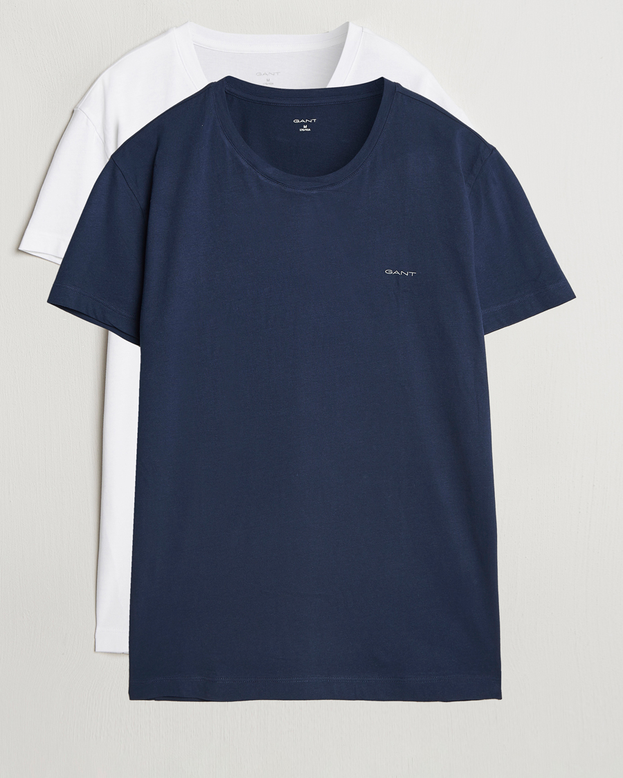 Heren | T-shirts | Gant | 2-Pack Crew Neck T-Shirt Navy/White