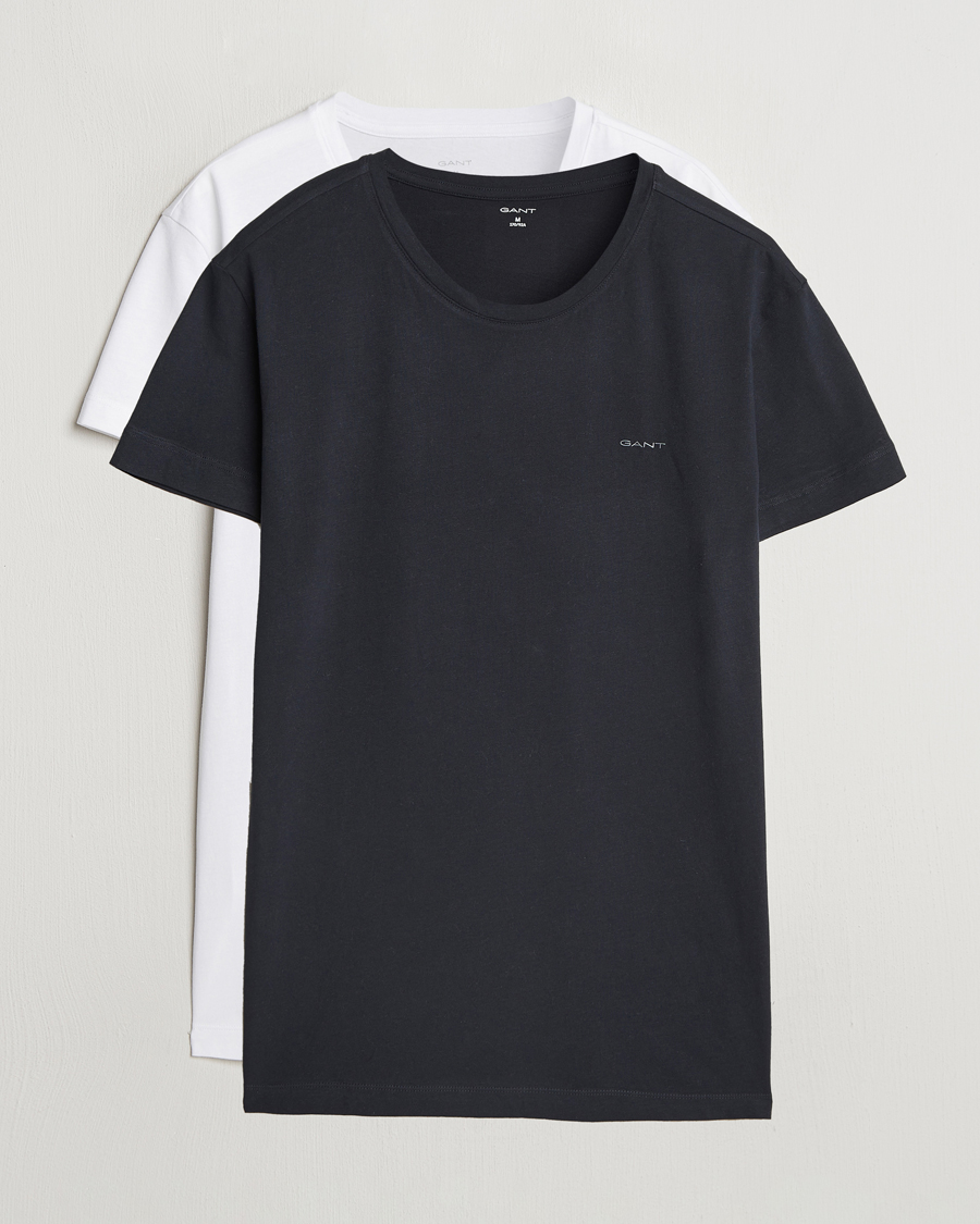 Heren | T-shirts | Gant | 2-Pack Crew Neck T-Shirt Black/White
