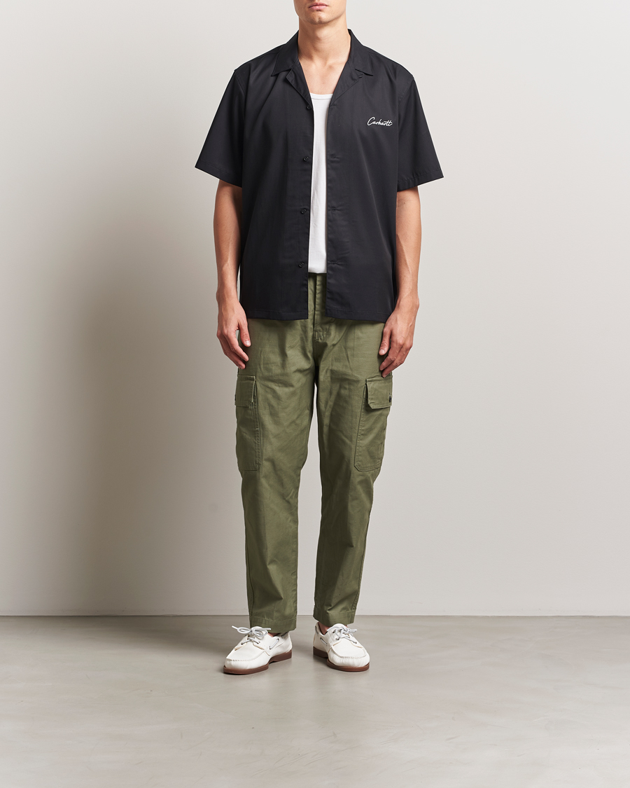 Heren | Overhemden | Carhartt WIP | Short Sleeve Cotton/Tencel Delrey Shirt Black/White
