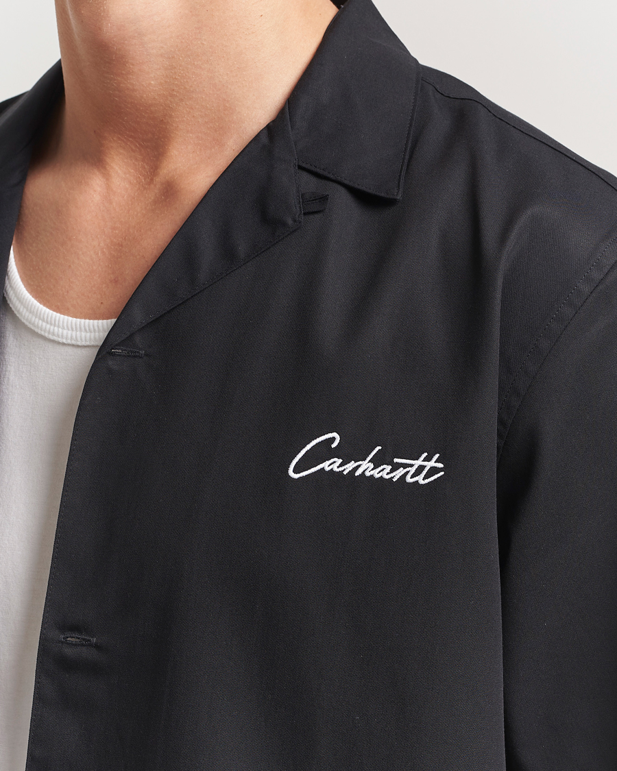 Heren | Overhemden | Carhartt WIP | Short Sleeve Cotton/Tencel Delrey Shirt Black/White
