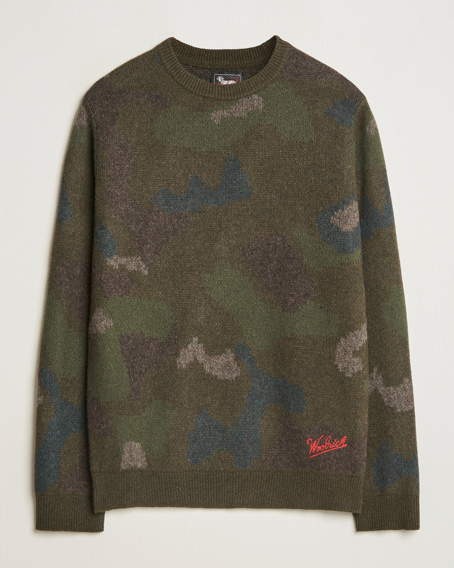 Heren | Truien | Woolrich | Lambswool Crewneck by Todd Snyder Green Camo