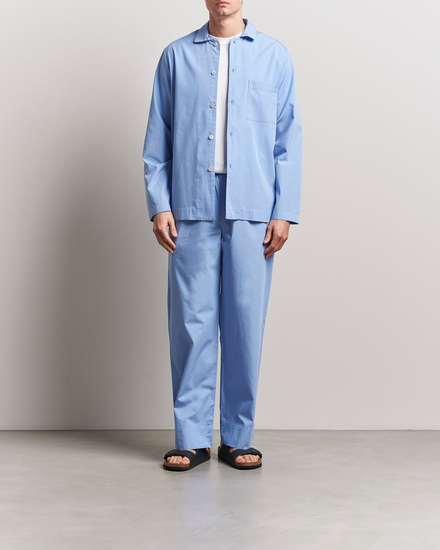 Heren | Pyjama's en gewaden | Tekla | Poplin Pyjama Shirt Cornflower Blue