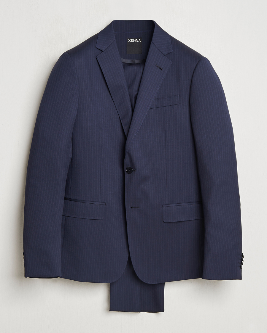 Heren | Pakken | Zegna | Tailored Wool Suit Navy Stripe