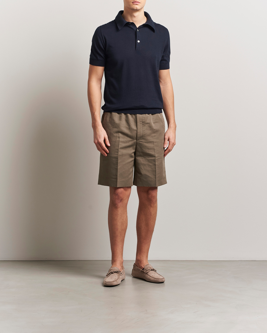Heren | Truien | Zegna | Premium Cotton Knitted Polo Navy