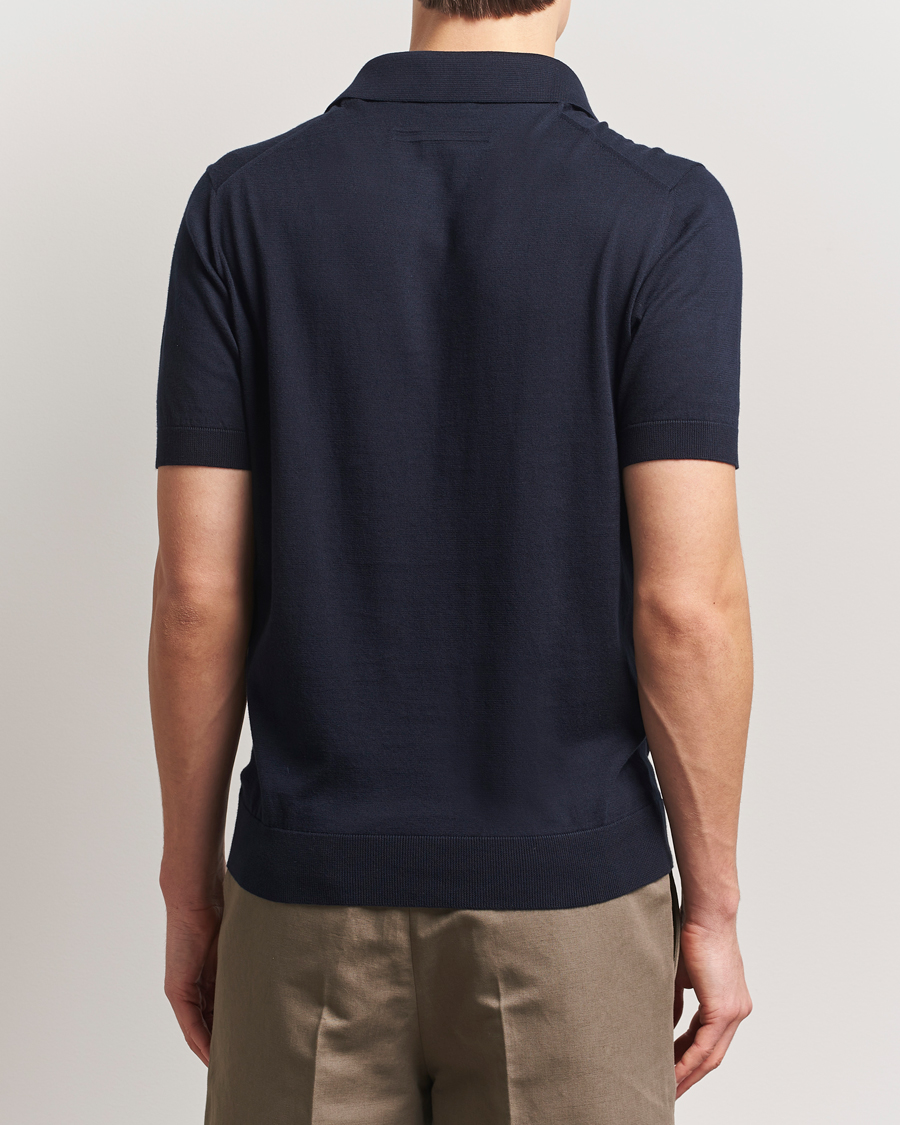 Heren | Truien | Zegna | Premium Cotton Knitted Polo Navy