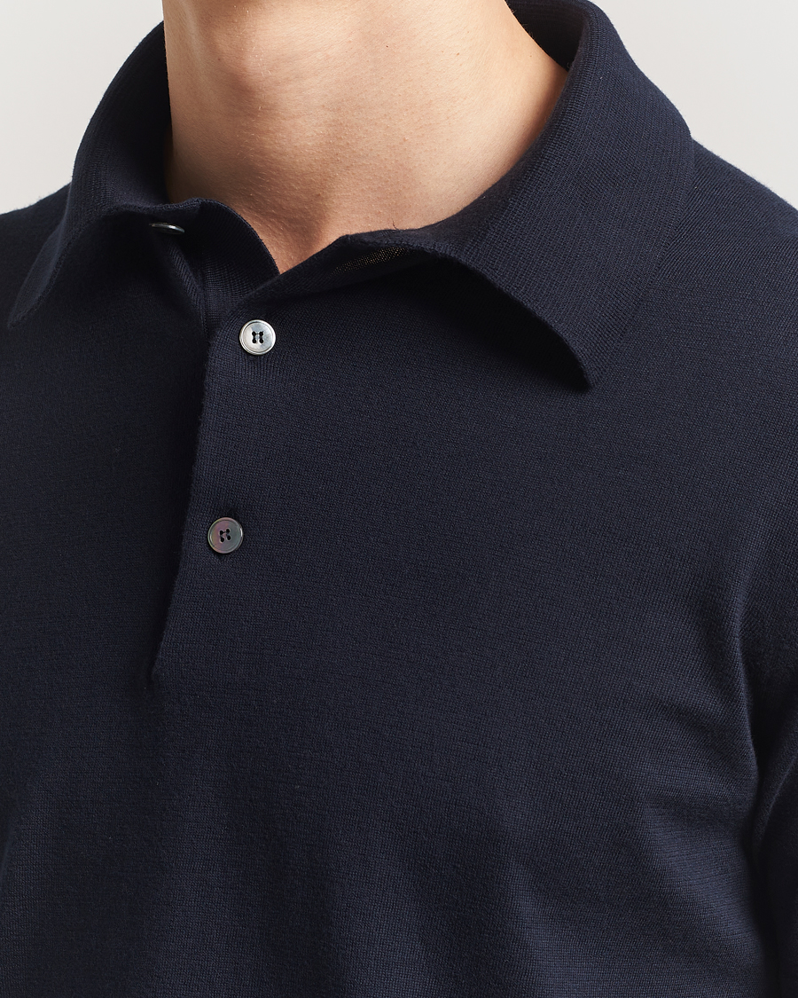 Heren | Truien | Zegna | Premium Cotton Knitted Polo Navy